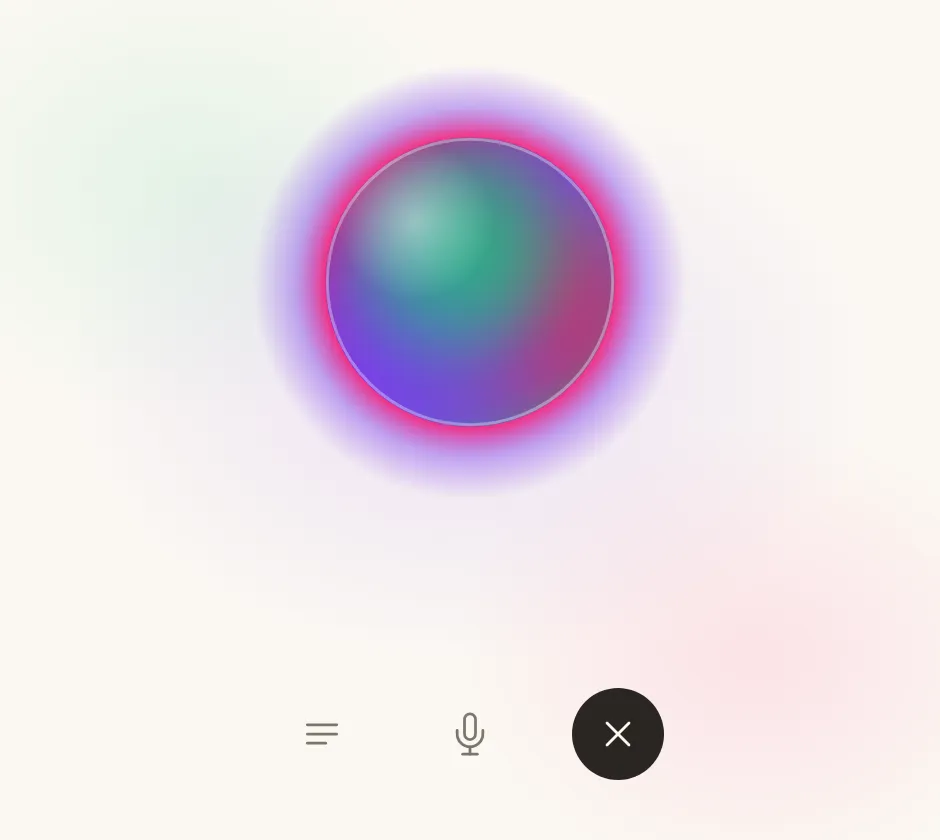 Hyo’s voice mode: an orb in the centre that turns with whoever’s speaking.